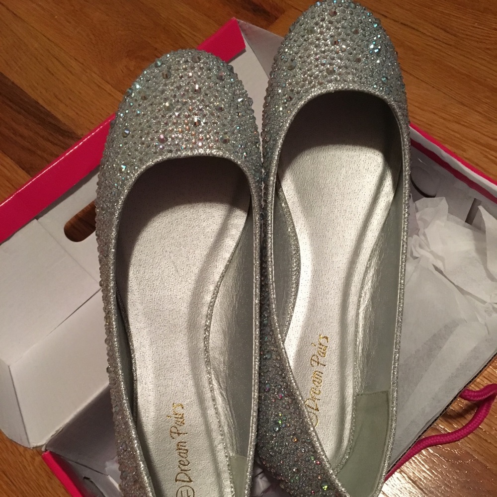 Silver Sparkly Shoes (Flats) Size 11 ✨